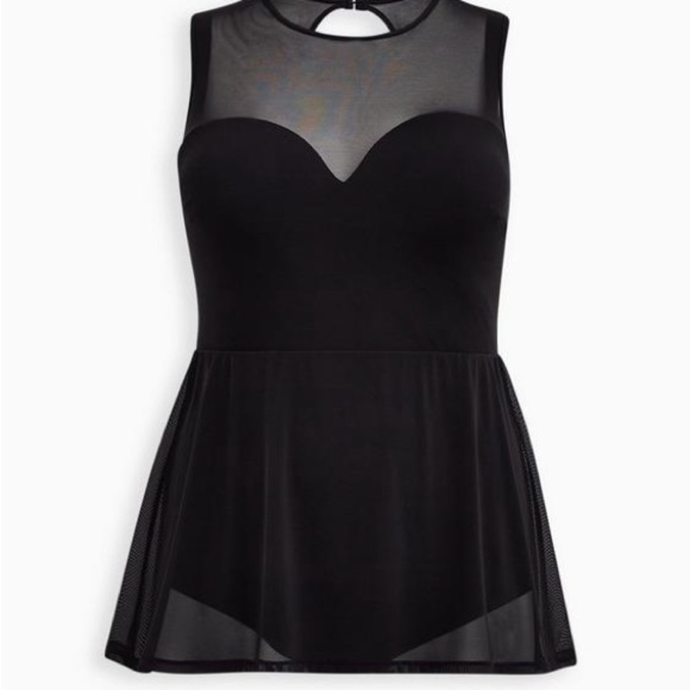 Torrid Underwire Short Mesh Overlay Swim Dress With Brief - Picture 6 of 8